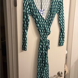 Diane Von Furstenberg for Target Blue and Green Long Sleeve Wrap Dress
